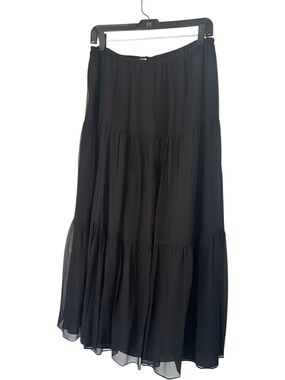 AllisonTaylor silk medium Black Tiered Maxi Skirt - boho tiered